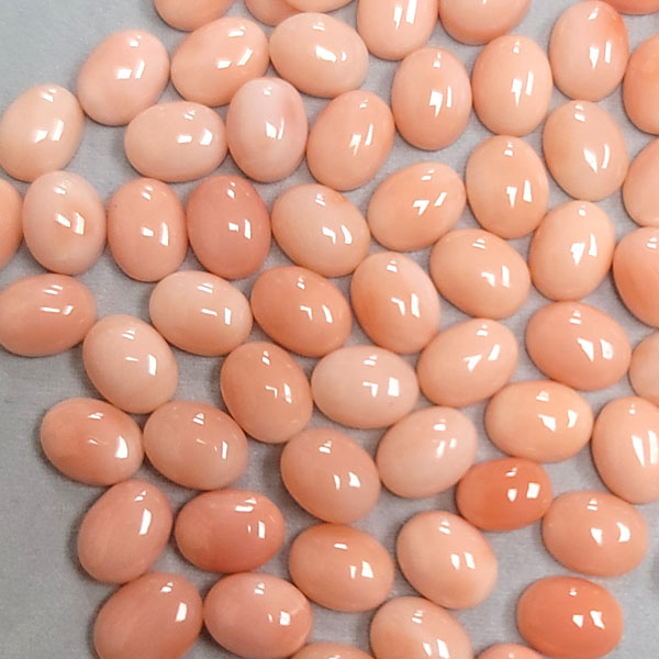 07X09MM OVAL CABOCHON  NATURAL PINK CORAL